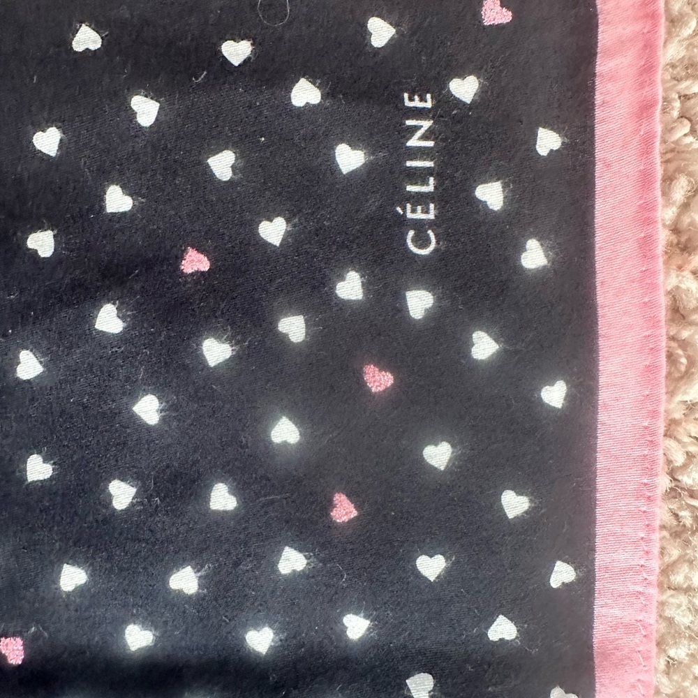 Celine Black and Pink Heart Pattern Scarf